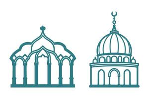 Variety of Islamic Mosque Building Icon Set vector