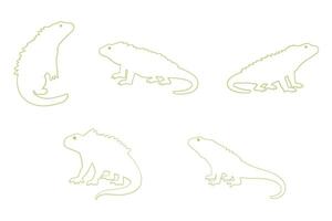 Iguana Outline Animal Icon Set vector