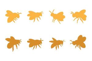 Honey Bee Silhouette Icon Set vector