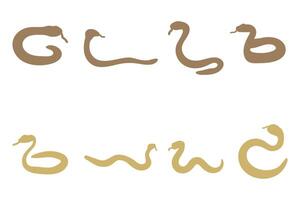 Garter Snake Silhouette Icon Set vector