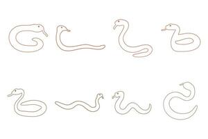 Garter Snake Outline Icon Set vector
