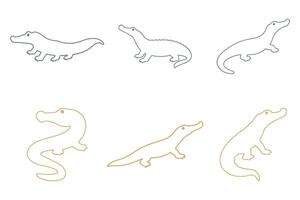 Gharial Outline Icon Set Design vector