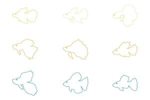 Guppy Fish Outline Icon Set vector
