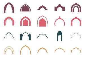 Set of Minimalist Islamic Arch Decoration Icon vector