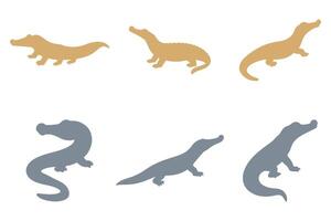Gharial Silhouette Icon Set Design vector