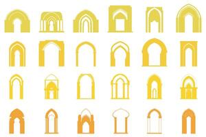 Stylized Islamic Gate Arch Icon Set vector