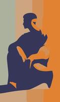 A silhouette of a man sitting on a chair vector