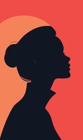 Silhouette of a woman's head with a red background vector