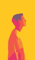 A man in profile with his head tilted to the side vector
