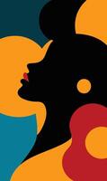 A woman's silhouette is shown with colorful circles vector