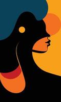 A woman's face is shown in a colorful background vector