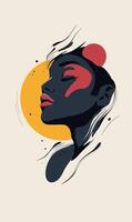 A woman's face with a red and black background vector