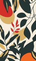 A pattern with leaves and oranges on it vector