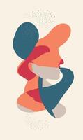Abstract illustration of a woman's face with a red and blue background vector