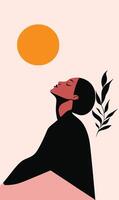 A woman is sitting in the sun with her head up vector