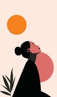 A woman sitting in a chair with a sun in the background vector