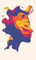 A woman's face with colorful paint splashes vector