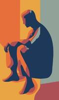 A man sitting on the ground with his hands in his pockets vector