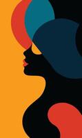 A woman's face is shown in a colorful abstract style vector