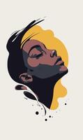 A woman's face with a yellow and black background vector