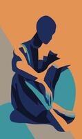 A silhouette of a person sitting on a ball vector