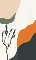 A colorful abstract background with a tree and a rock vector