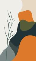 A tree is standing alone in the middle of a mountain vector