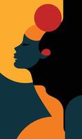 A woman's face with a red hat on it vector