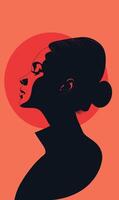 A silhouette of a woman's head with a red background vector