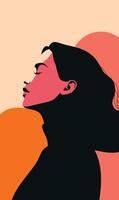A woman's profile is shown with a red and orange background vector