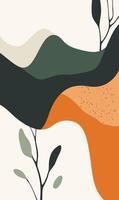 Abstract background with leaves and mountains vector