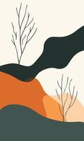 A poster with a tree on top of a hill vector