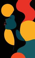 A woman's face with colorful shapes and a yellow circle vector