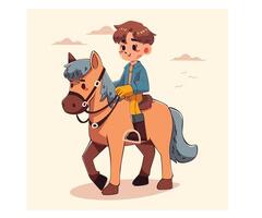Boy and Horse Character Design vector