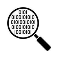 magnifying glass search for computer code icon vector