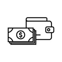 stack of money with wallet icon vector
