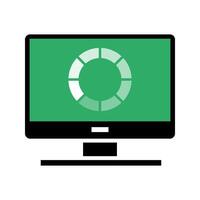a computer monitor with green screen load a program icon vector