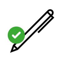 A pen with checkmark icon vector
