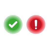 checkmark and exclamation mark in circle icon vector