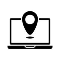 laptop with location pin icon vector