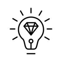 bright idea lightbulb with diamond icon vector