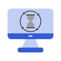 computer monitor with sandglass cursor loading sign icon vector