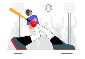 Athlete Playing Baseball with Bat and Ball in Style vector