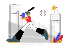 Baseball Scene of a Player Competing in a Game with Bat and Glove vector