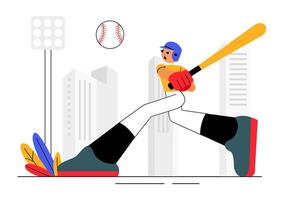 Baseball Game with Player Hitting or Catching the Ball vector