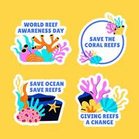 Flat Design Template for Raising Awareness about Coral Reefs and Oceans Label vector