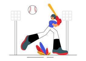 Professional Baseball Player Illustration on a Pitch vector