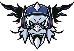 The mascot of a hockey team with a helmet and wings vector