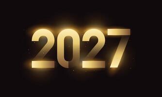 Golden 2027 new year number design on black background. vector
