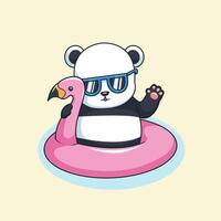 Chill Panda on a Flamingo vector